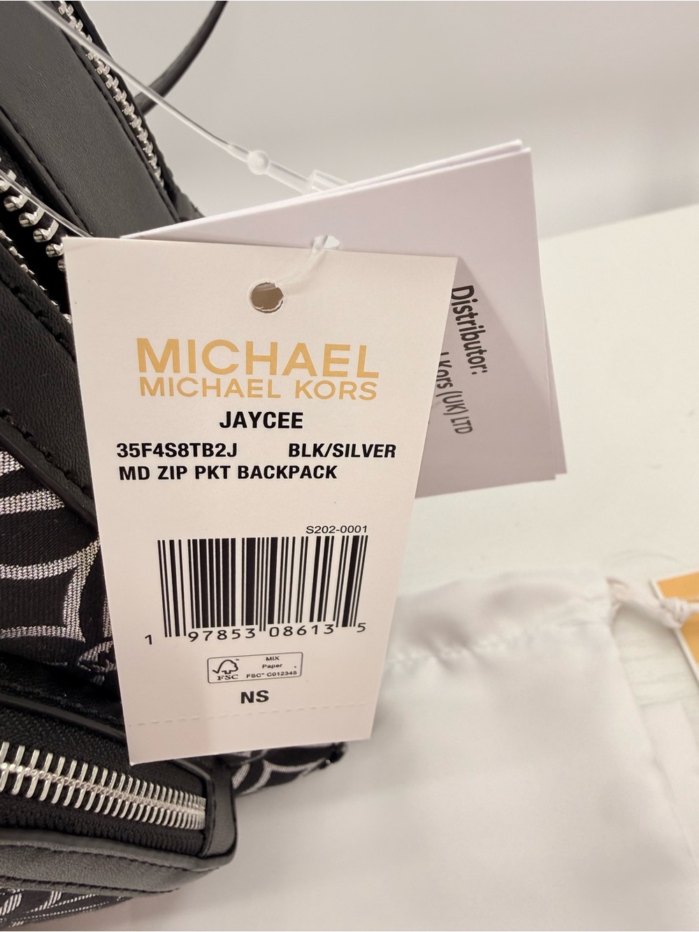 MICHAEL KORS Jaycee Medium Backpack NWT Black White MK Logo Bag - Picture 13 of 13